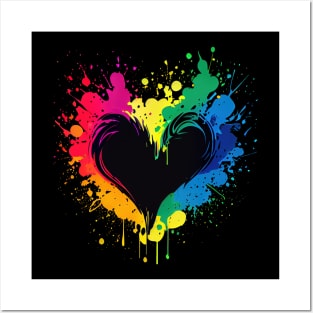 Heart with exploding neon colors Posters and Art